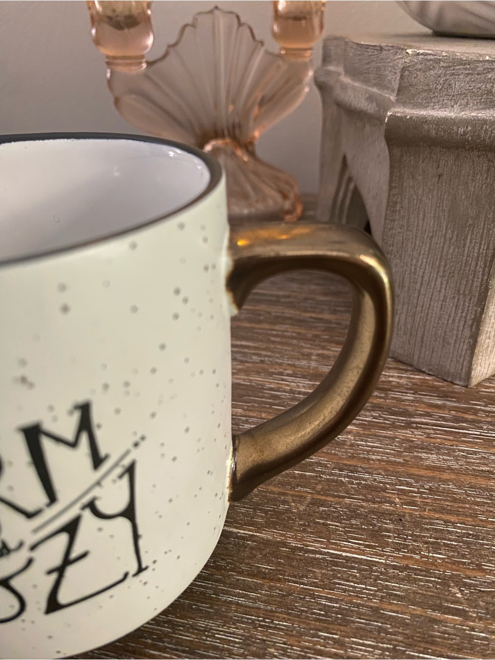 Threshold Warm & Cozy Speckled Black & White Stoneware Gold Handle Coffee Mug - Picture 5 of 7